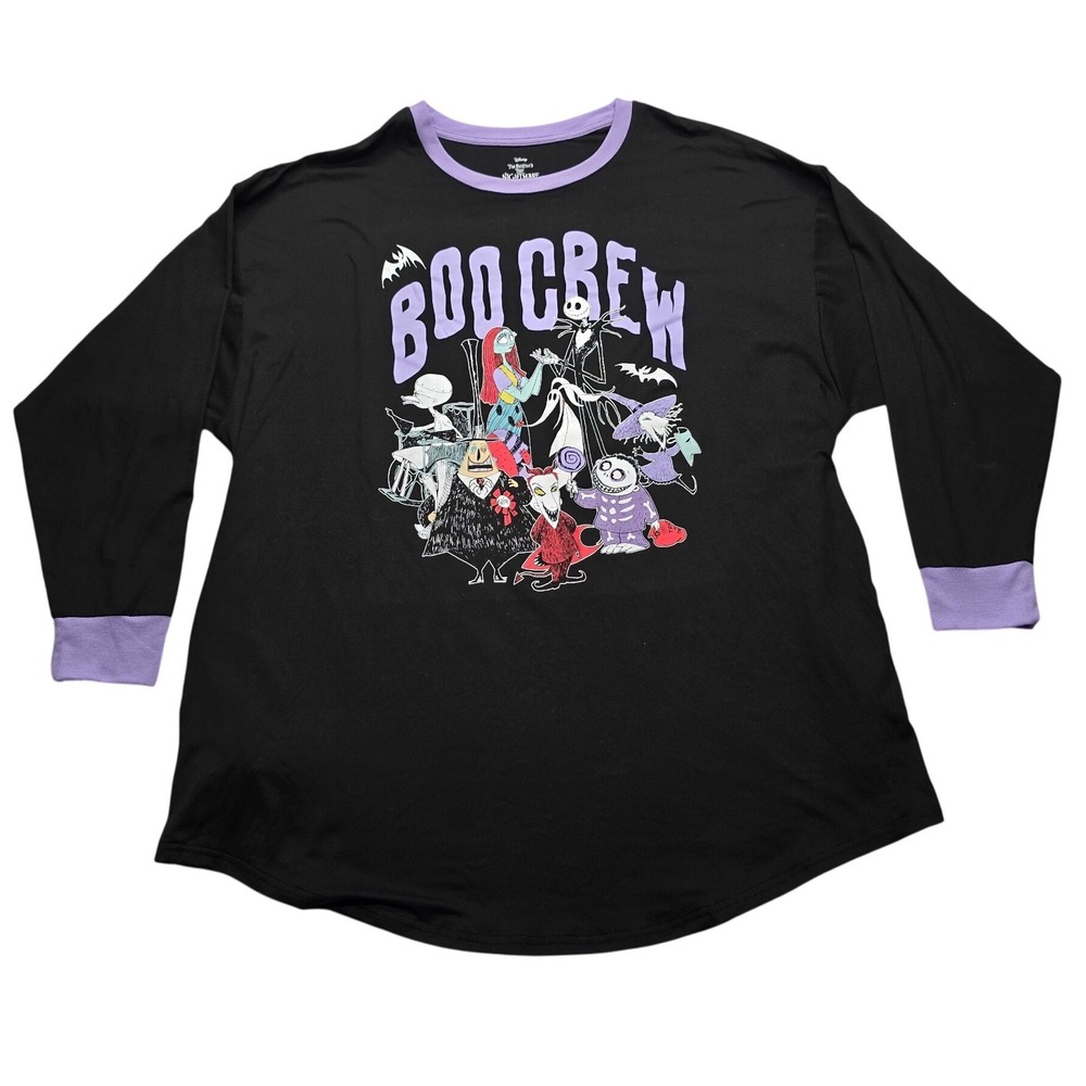 Disney Nightmare Before Christmas Boo Crew Sleep Shirt Black Purple Womens XL